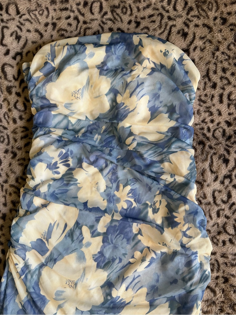 SHEIN Blue and Cream Floral Midi Dress